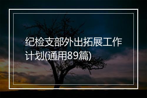 纪检支部外出拓展工作计划(通用89篇)