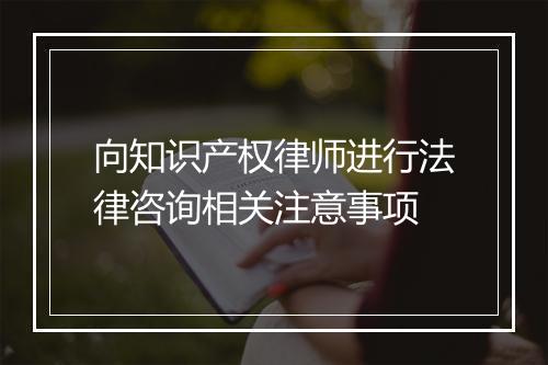 向知识产权律师进行法律咨询相关注意事项