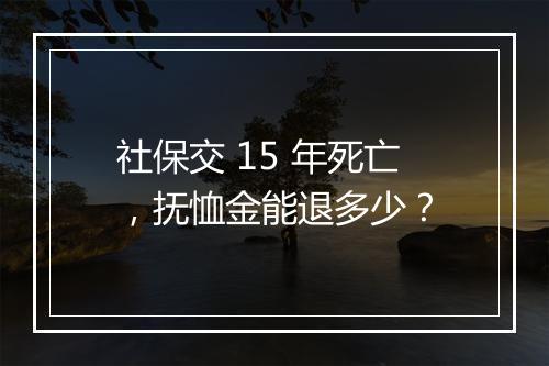 社保交 15 年死亡，抚恤金能退多少？