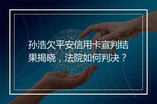 孙浩欠平安信用卡宣判结果揭晓，法院如何判决？