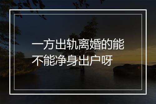 一方出轨离婚的能不能净身出户呀