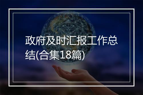 政府及时汇报工作总结(合集18篇)