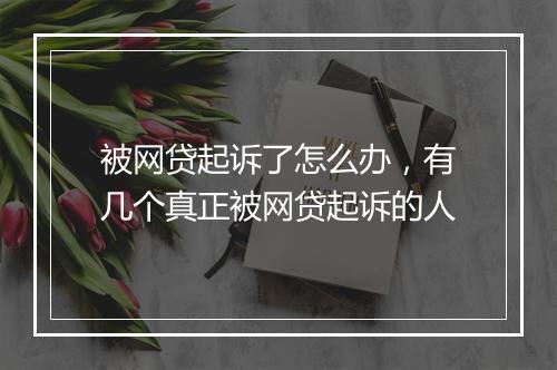 被网贷起诉了怎么办，有几个真正被网贷起诉的人