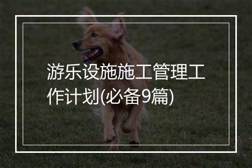 游乐设施施工管理工作计划(必备9篇)