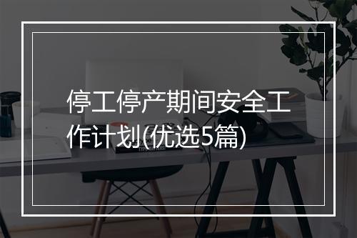 停工停产期间安全工作计划(优选5篇)