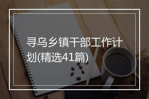 寻乌乡镇干部工作计划(精选41篇)