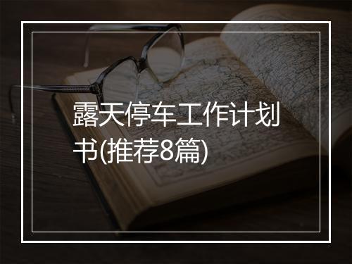 露天停车工作计划书(推荐8篇)