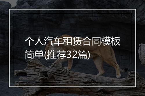 个人汽车租赁合同模板简单(推荐32篇)