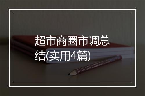 超市商圈市调总结(实用4篇)