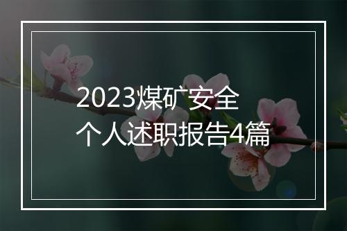 2023煤矿安全个人述职报告4篇
