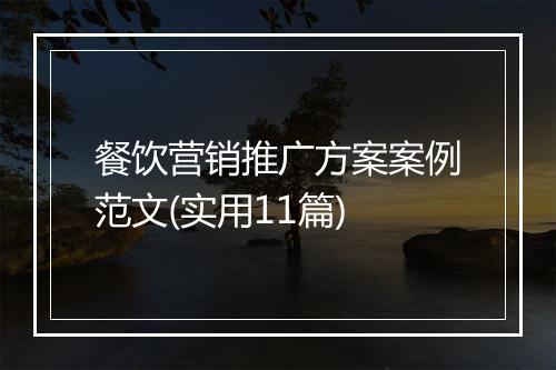餐饮营销推广方案案例范文(实用11篇)