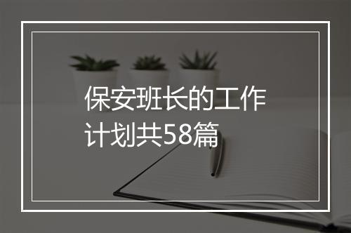 保安班长的工作计划共58篇