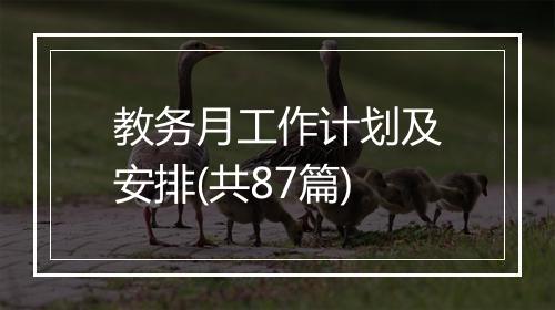 教务月工作计划及安排(共87篇)