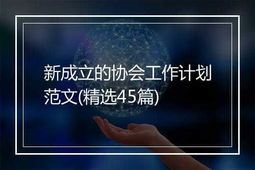 新成立的协会工作计划范文(精选45篇)