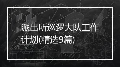 派出所巡逻大队工作计划(精选9篇)