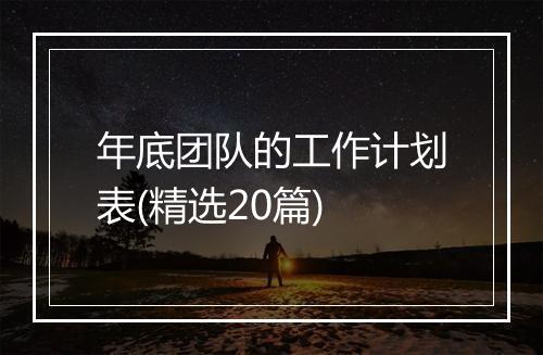 年底团队的工作计划表(精选20篇)