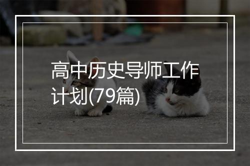 高中历史导师工作计划(79篇)