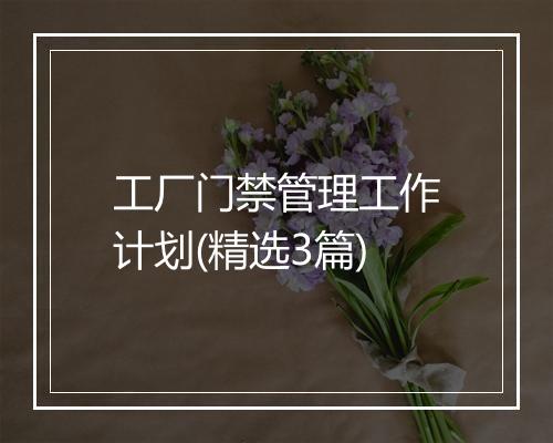 工厂门禁管理工作计划(精选3篇)