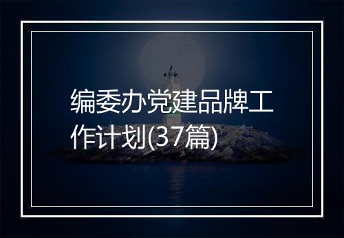 编委办党建品牌工作计划(37篇)