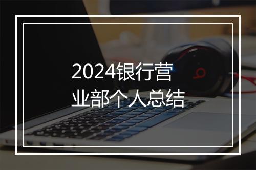 2024银行营业部个人总结