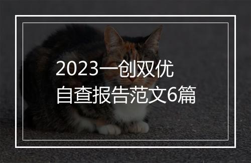 2023一创双优自查报告范文6篇