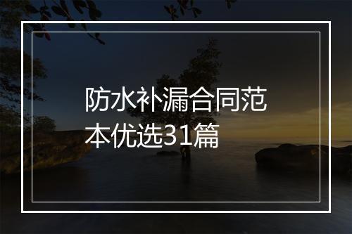 防水补漏合同范本优选31篇
