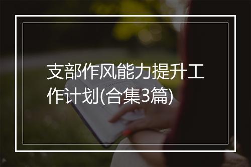 支部作风能力提升工作计划(合集3篇)
