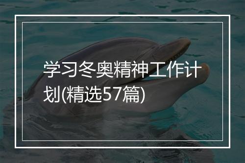学习冬奥精神工作计划(精选57篇)