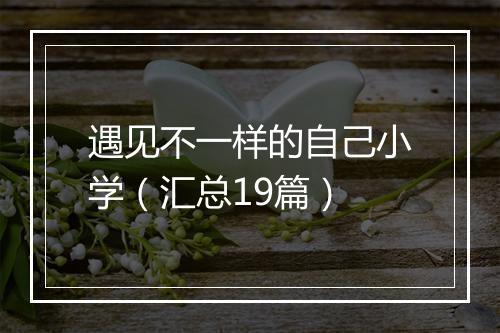遇见不一样的自己小学（汇总19篇）