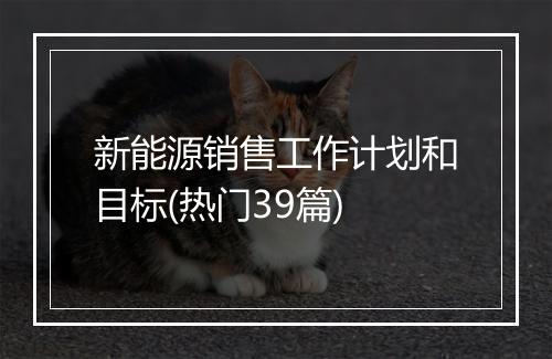 新能源销售工作计划和目标(热门39篇)