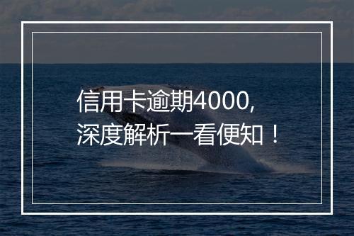 信用卡逾期4000,深度解析一看便知！