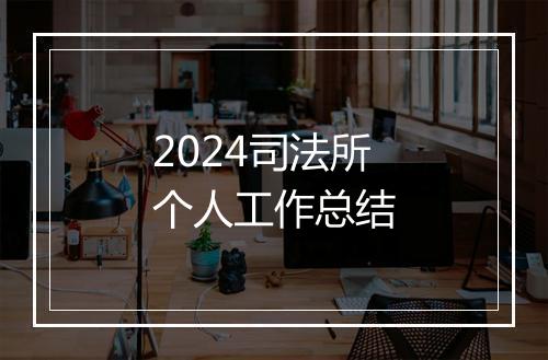 2024司法所个人工作总结