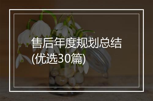 售后年度规划总结(优选30篇)