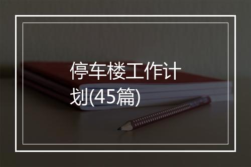 停车楼工作计划(45篇)