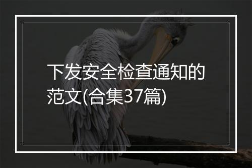 下发安全检查通知的范文(合集37篇)