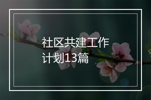社区共建工作计划13篇