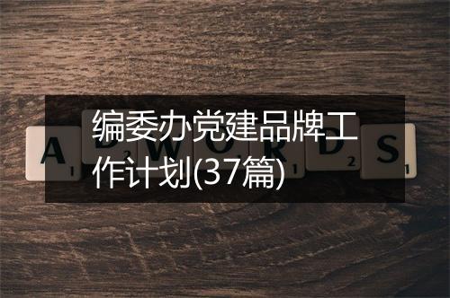 编委办党建品牌工作计划(37篇)