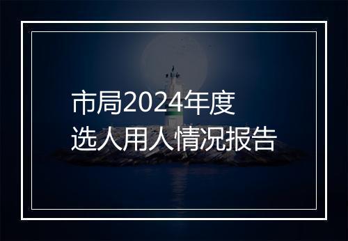 市局2024年度选人用人情况报告
