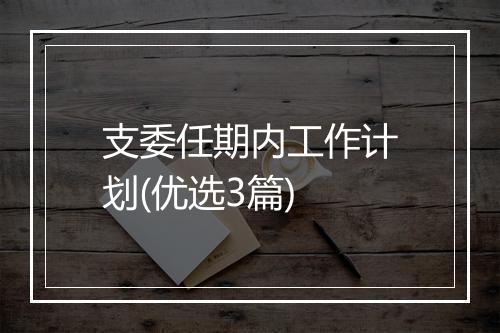 支委任期内工作计划(优选3篇)
