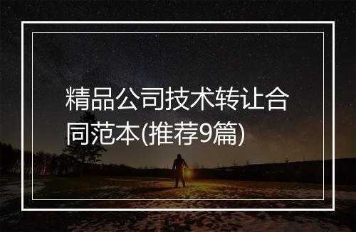 精品公司技术转让合同范本(推荐9篇)