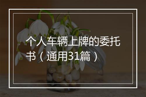 个人车辆上牌的委托书（通用31篇）