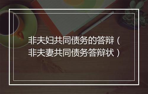 非夫妇共同债务的答辩（非夫妻共同债务答辩状）