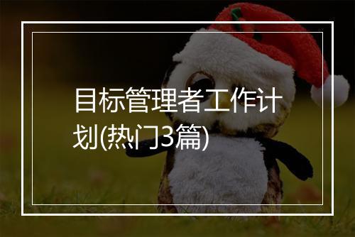 目标管理者工作计划(热门3篇)