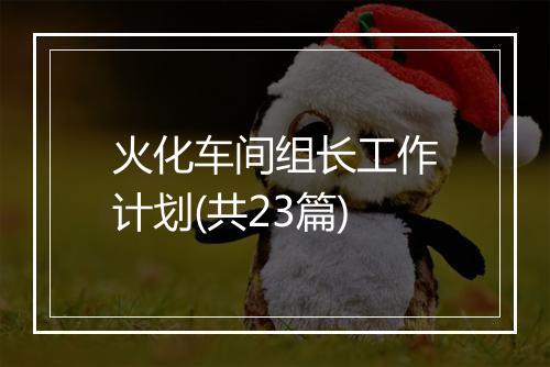火化车间组长工作计划(共23篇)
