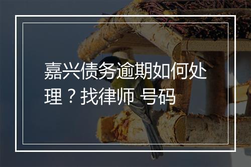 嘉兴债务逾期如何处理？找律师 号码