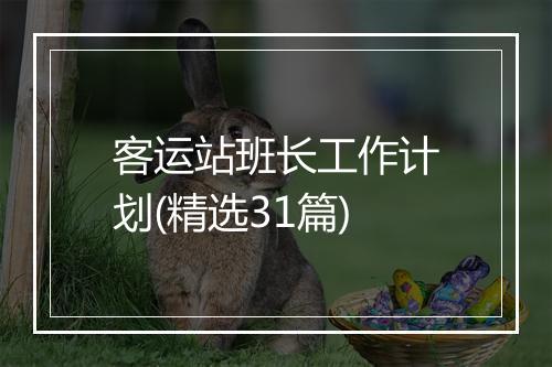 客运站班长工作计划(精选31篇)