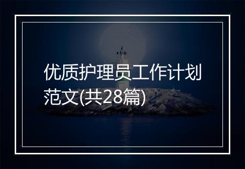 优质护理员工作计划范文(共28篇)