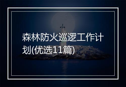 森林防火巡逻工作计划(优选11篇)
