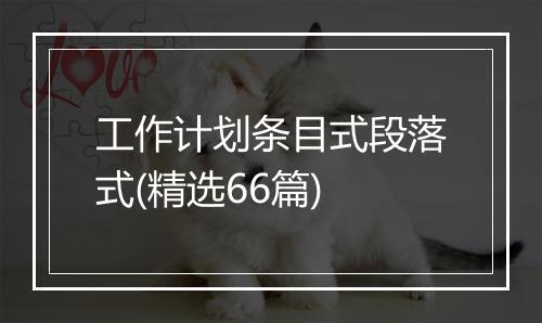 工作计划条目式段落式(精选66篇)