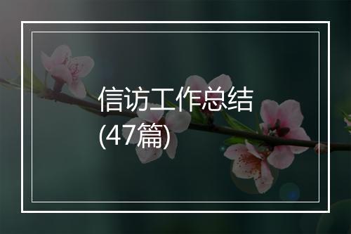 信访工作总结(47篇)